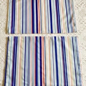 Unique Vintage Blue, Red and Cream Striped Kitchen Napkins